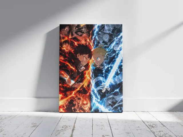 Shinra vs Arthur Fire Force Poster – Anime Rivalry Manga Art