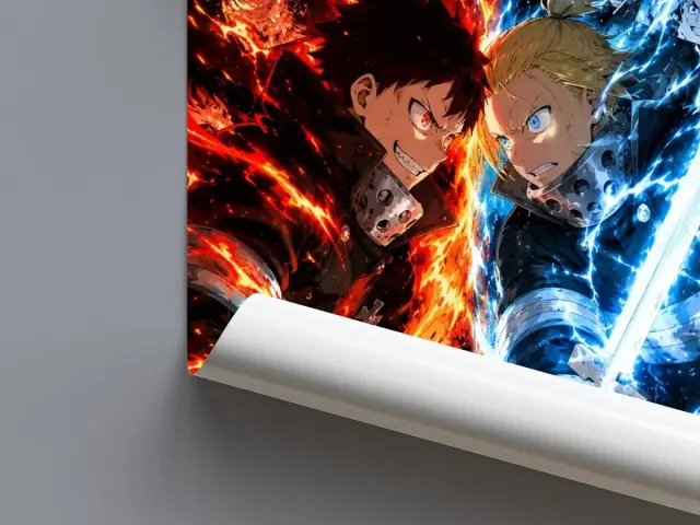 Shinra vs Arthur Fire Force Poster – Anime Rivalry Manga Art