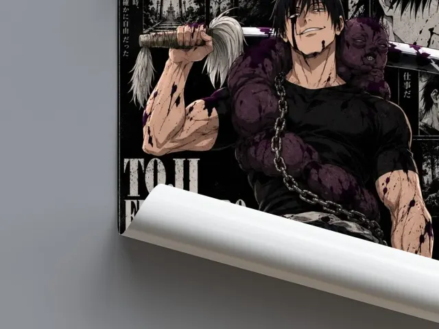 Toji Fushiguro — No Cursed Energy Manga Collage Poster