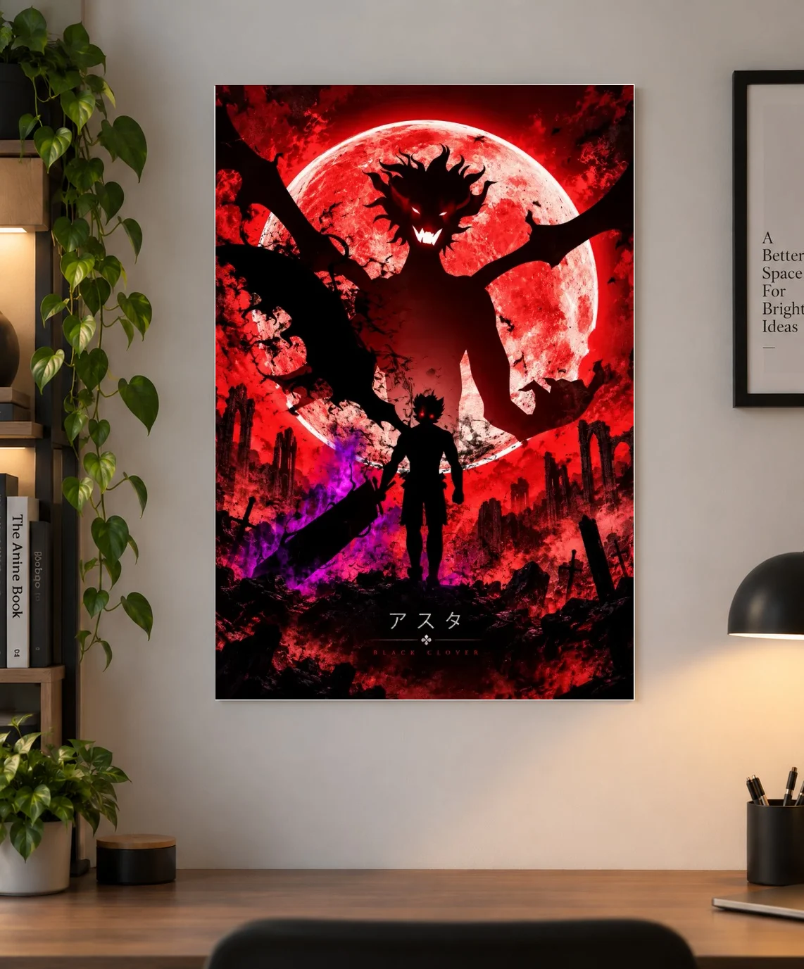 Asta Black Clover Red Moon Dark Anime Poster | Shinra