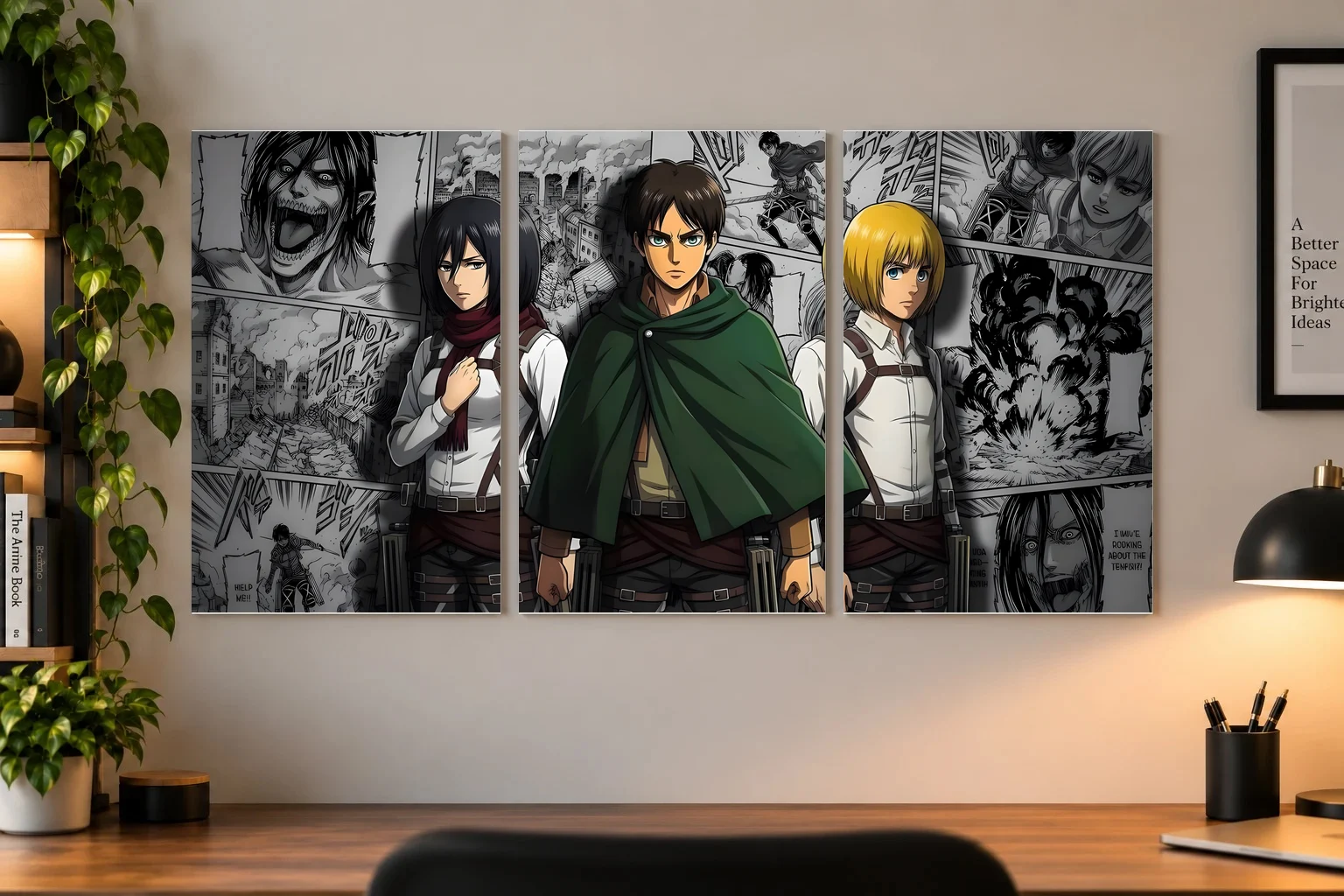 Attack on Titan — Eren, Mikasa & Armin Manga Collage Anime Poster