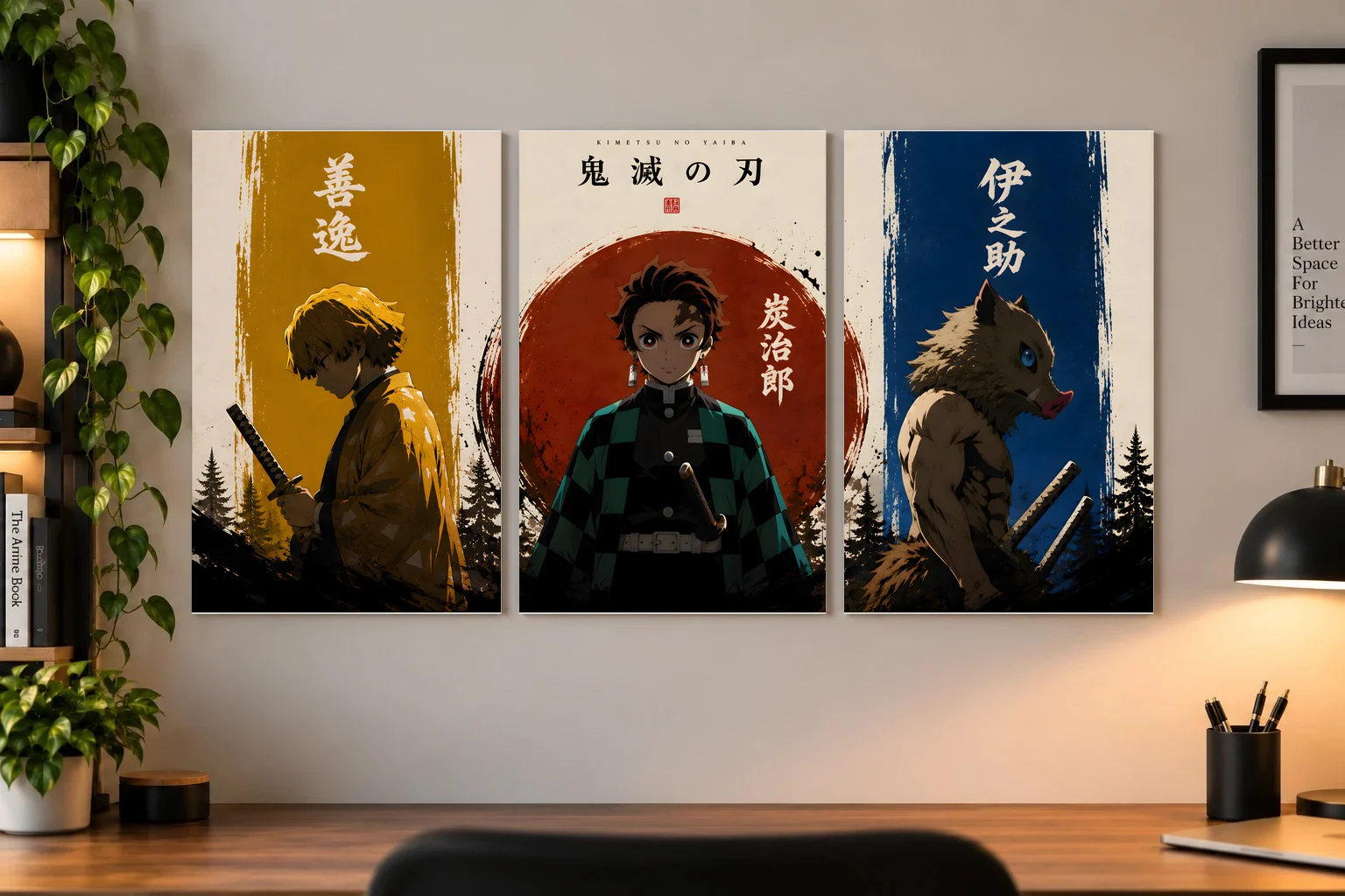 Demon Slayer Triptych Poster – Tanjiro, Zenitsu & Inosuke