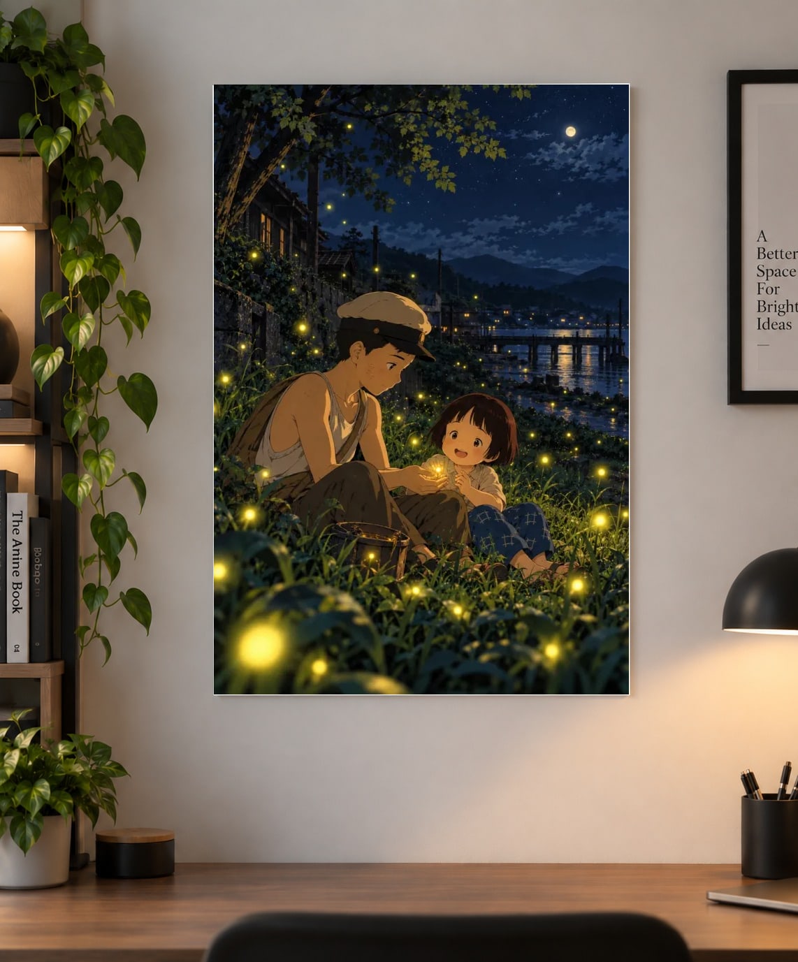 Grave of the Fireflies Anime Poster – Seita & Setsuko Under the Fireflies