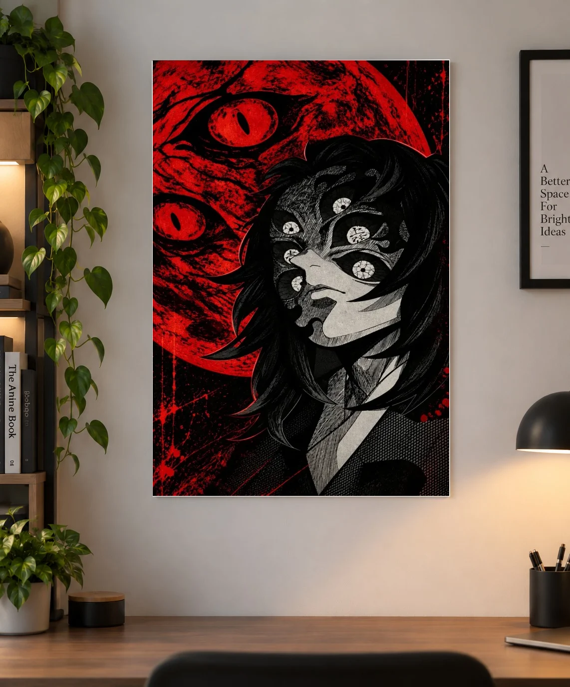 Kokushibo Red Moon – Demon Slayer Dark Anime Poster | Shinra