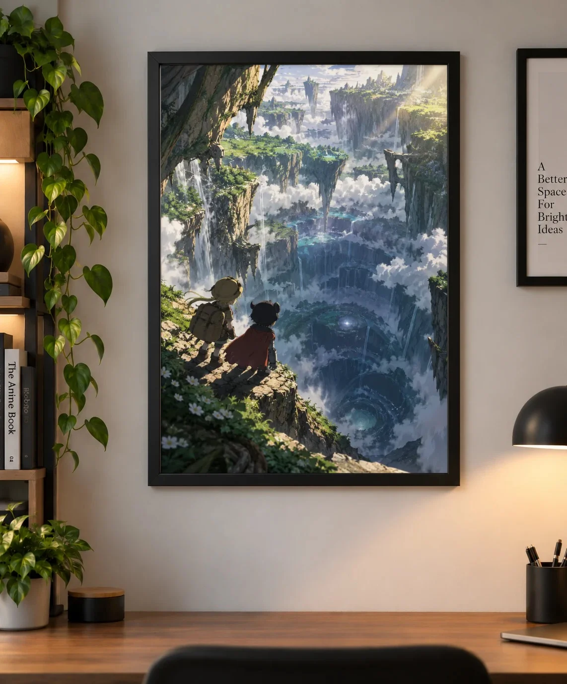 Made in Abyss — Into the Abyss Anime Poster as a framed print, shown on a wall