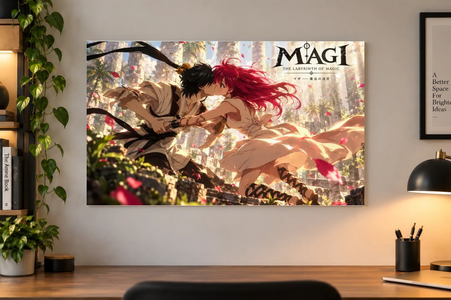 Magi: The Labyrinth of Magic — Alibaba & Morgiana Kiss Scene Anime Poster