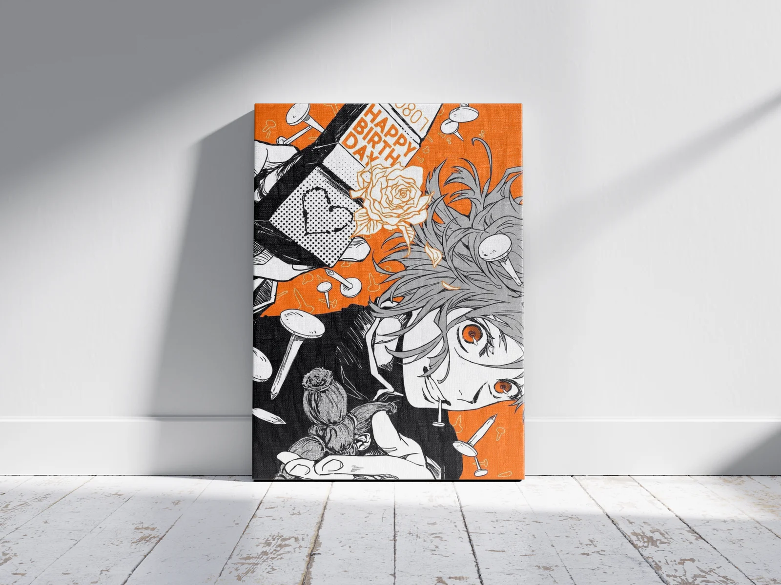 Nobara Kugisaki Birthday Anime Poster | Jujutsu Kaisen (JJK) – Shinra as a canvas print, shown on a wall