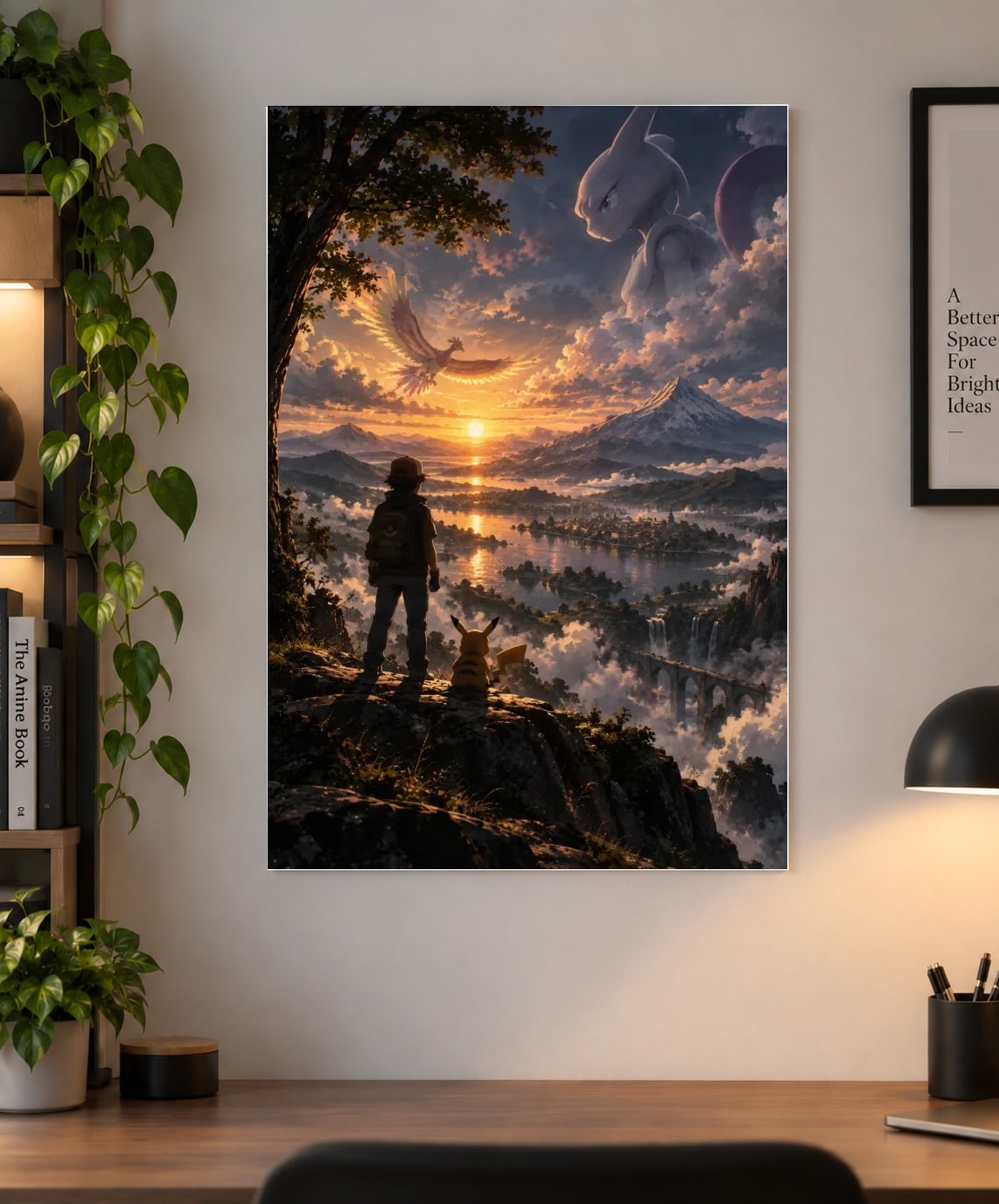 Pokémon Anime Poster – Ash & Pikachu Legendary Sunset Adventure Art