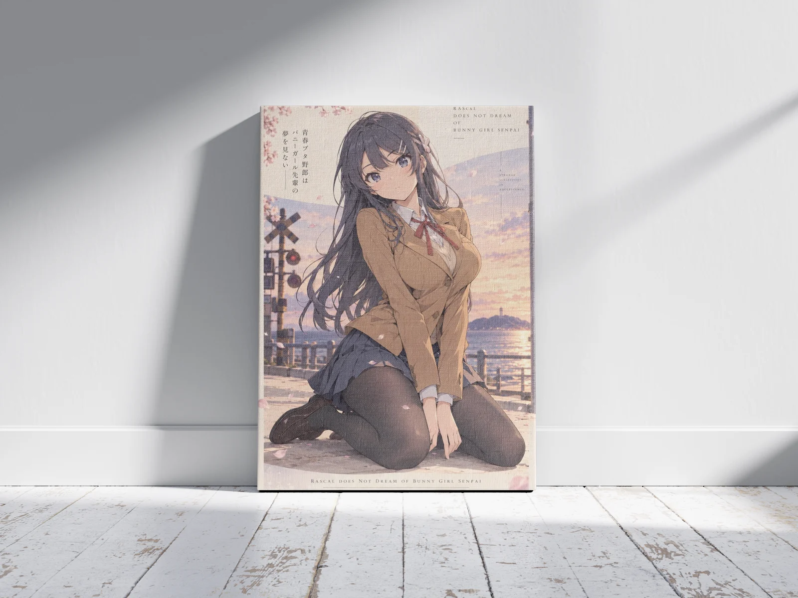 Rascal Does Not Dream of Bunny Girl Senpai — Mai Sakurajima Anime Poster as a canvas print, shown on a wall