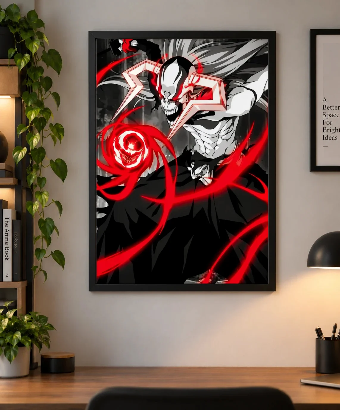Vasto Lorde Ichigo Hollow Form Poster – Bleach Anime as a framed print, shown on a wall