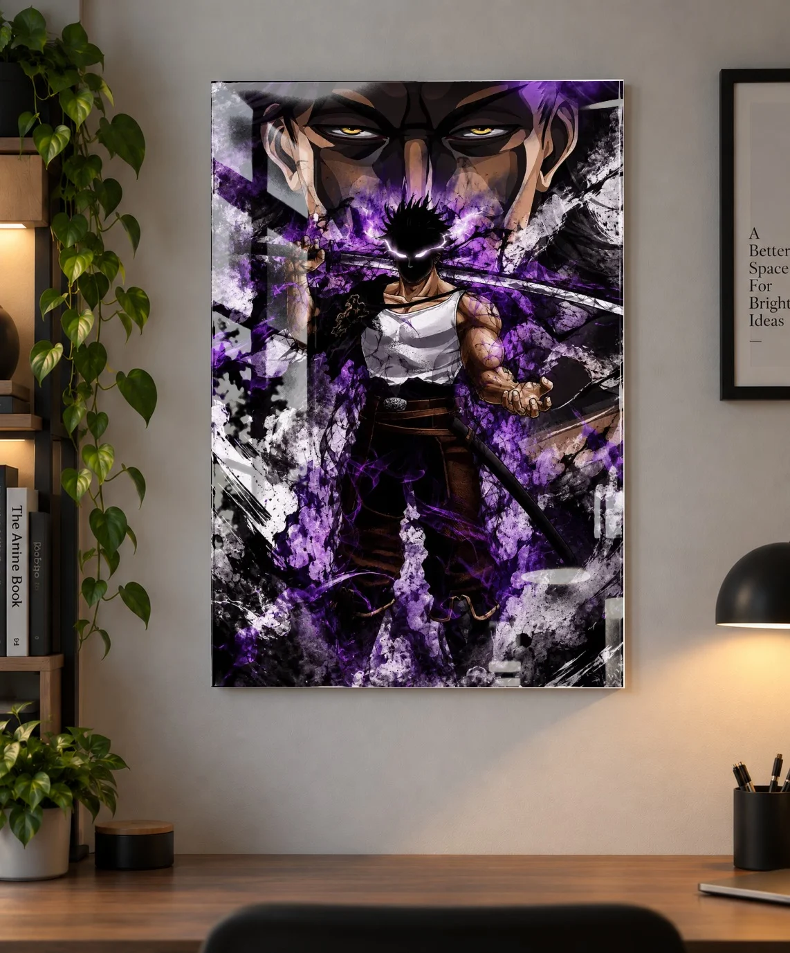 Yami Sukehiro Black Clover Anime Poster | Shinra as an acrylic print, shown on a wall