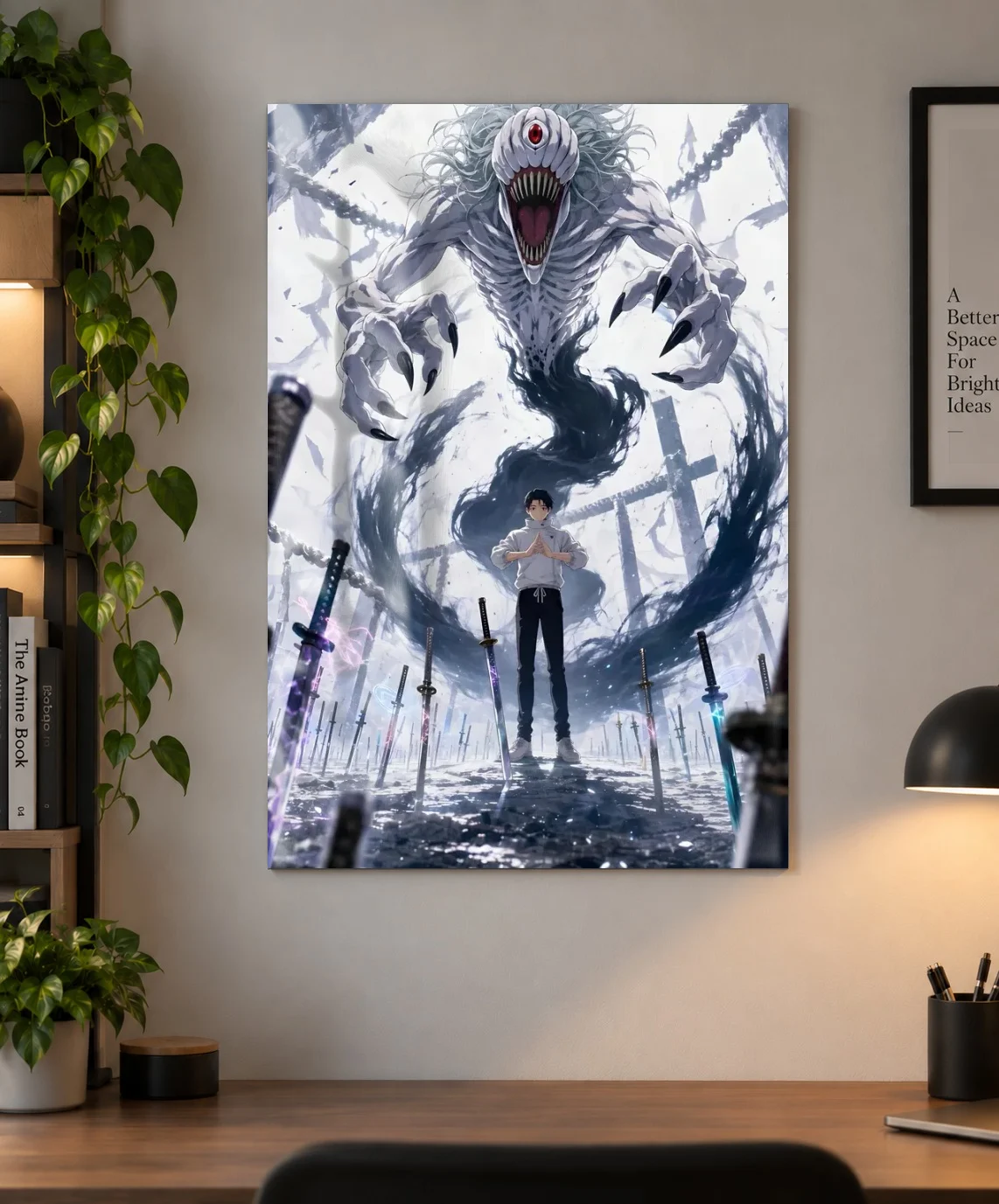 Yuta Okkotsu Jujutsu Kaisen Anime Poster as a metal print, shown on a wall