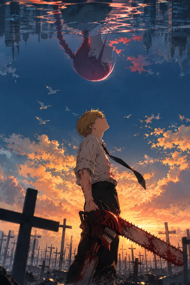 Chainsaw Man Denji — Sunset of a Devil Hunter Anime Poster