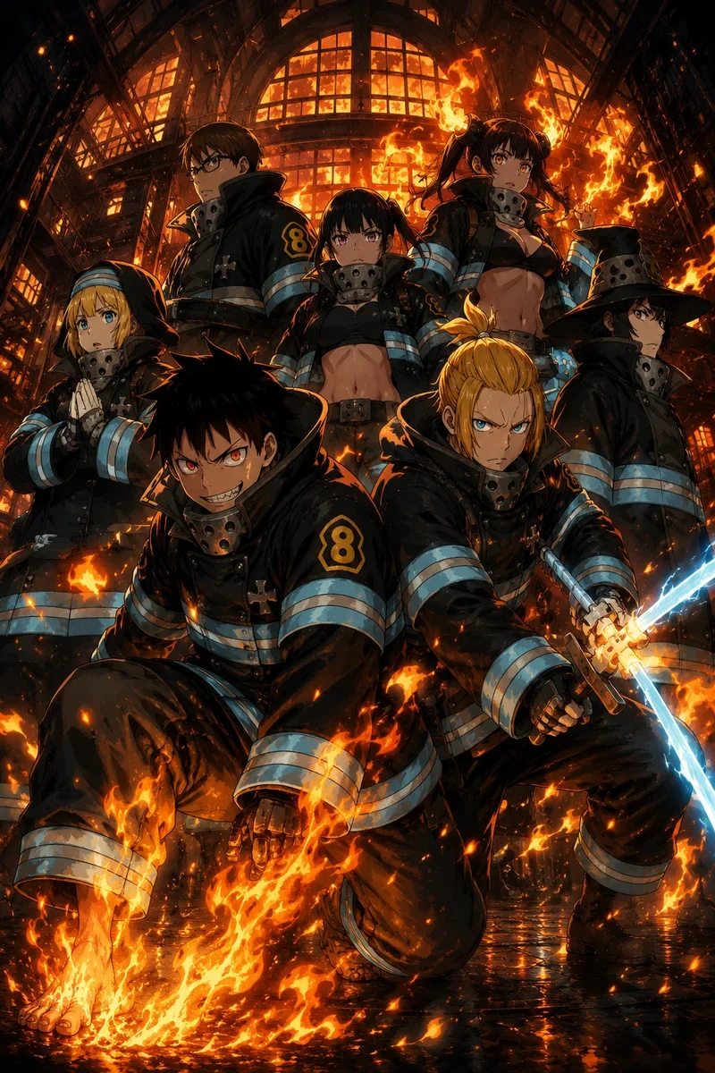 Fire Force Company 8 Anime Poster – Shinra Kusakabe & Arthur Boyle