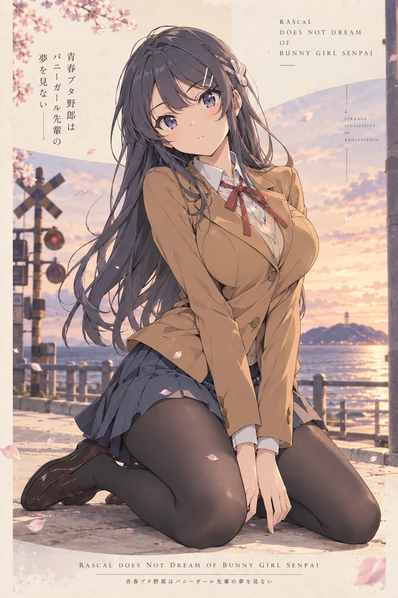 Rascal Does Not Dream of Bunny Girl Senpai — Mai Sakurajima Anime Poster on a wall, Paper Poster, 12×18