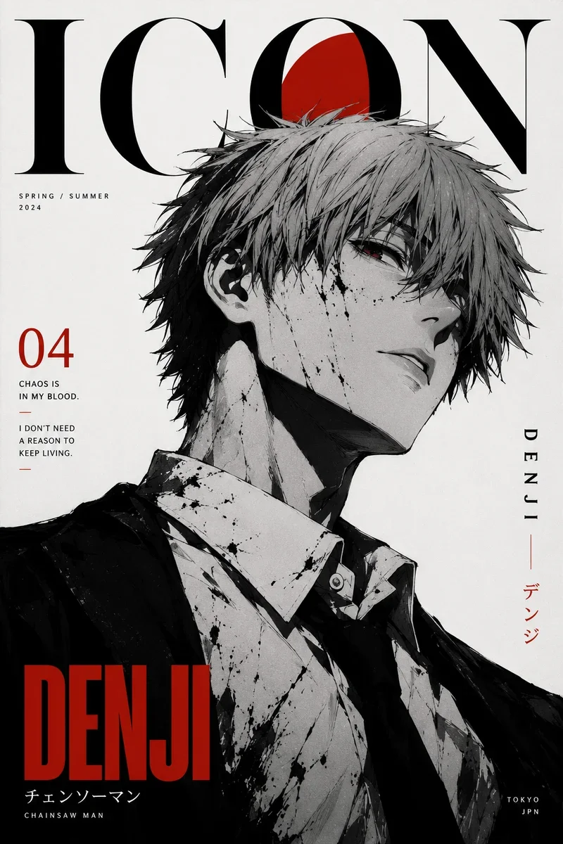 Denji Chainsaw Man Poster – Anime Wall Art on a wall, Paper Poster, 12×18