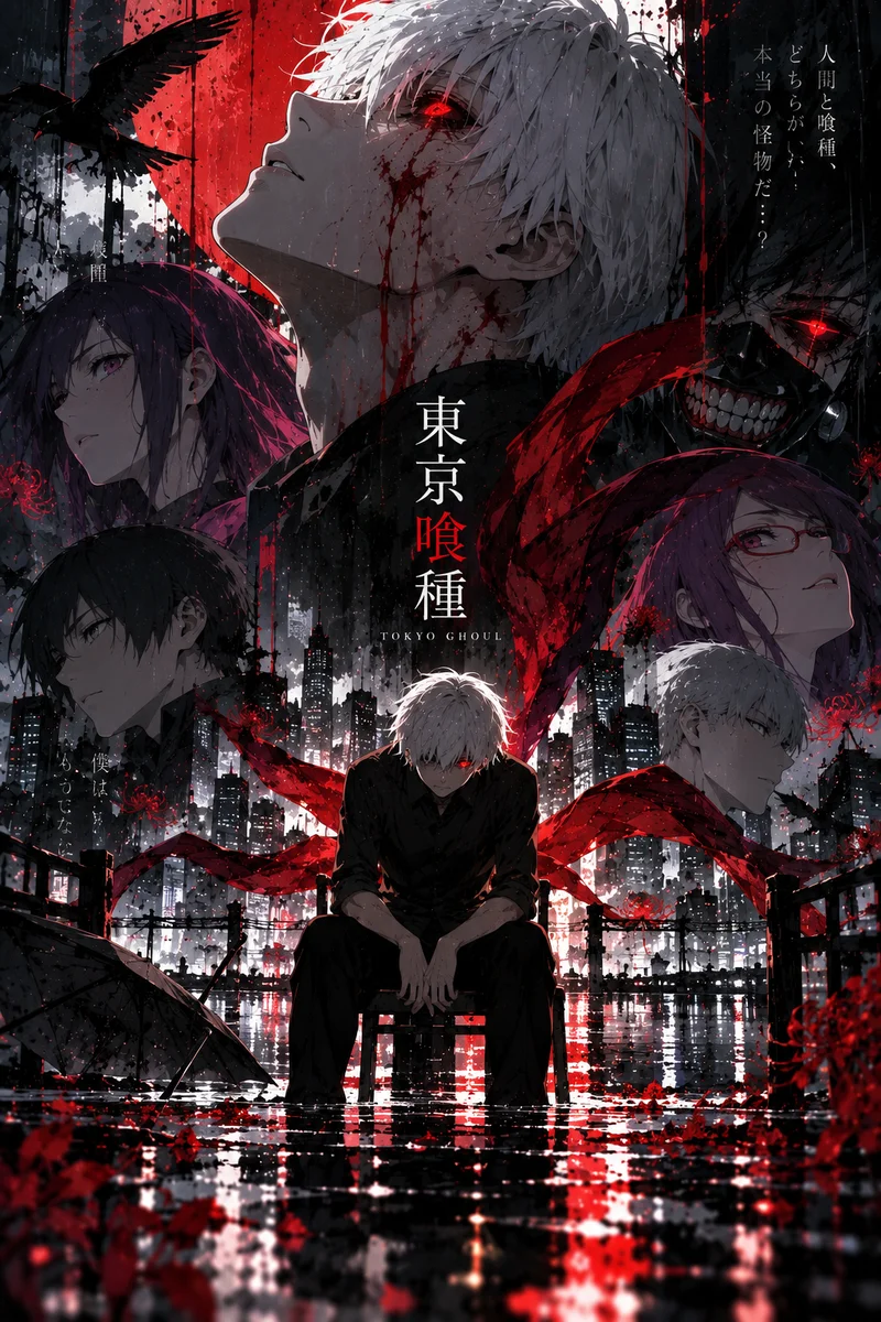Tokyo Ghoul Kaneki — One-Eyed Ghoul Anime Poster on a wall, Paper Poster, 12×18