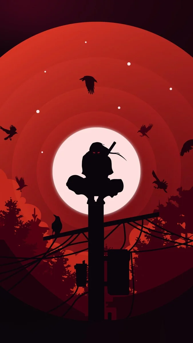 Itachi Uchiha Red Moon – Naruto Anime Poster | Shinra as framed
