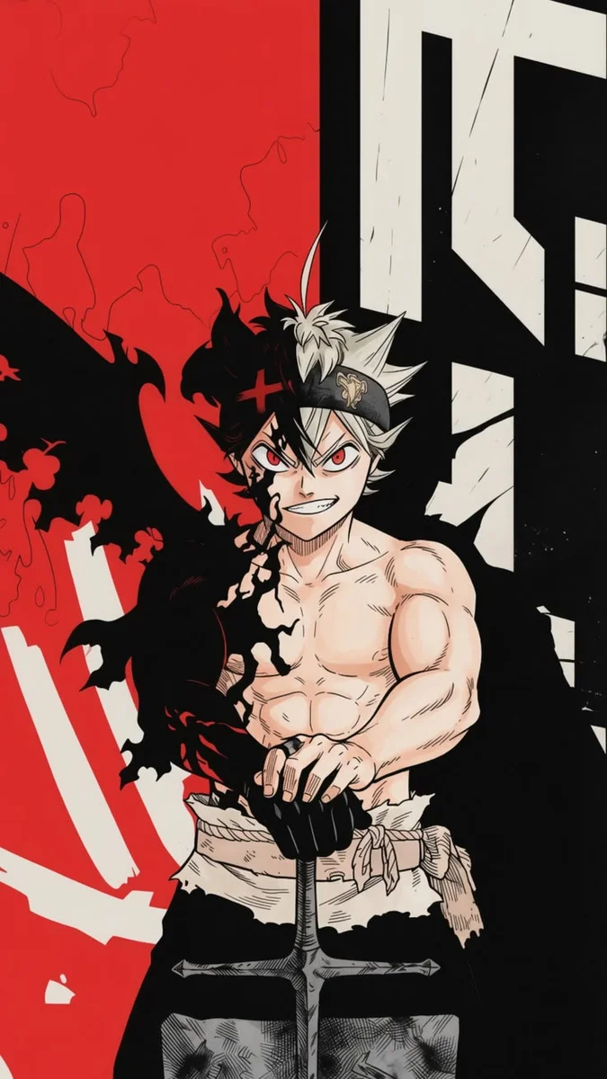 Asta – Black Clover Anime Poster | Shinra as framed