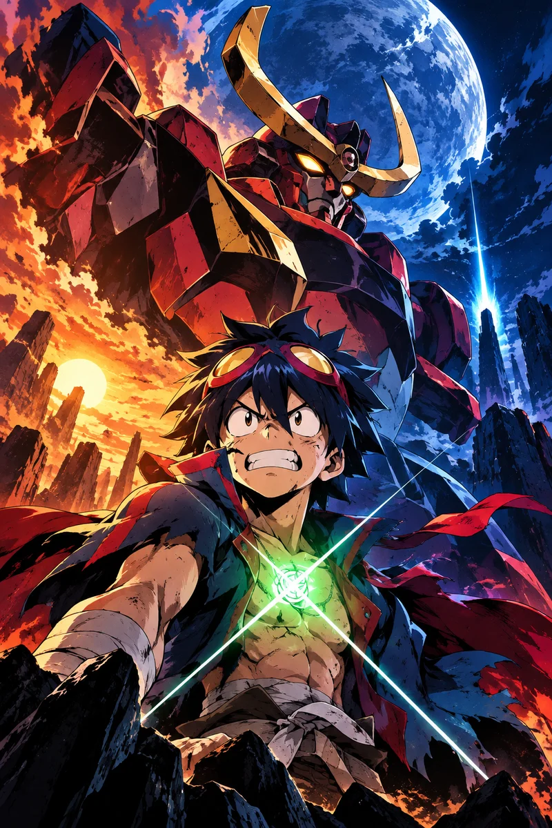 Gurren Lagann Simon & Gurren Lagann Anime Poster – Spiral Power on a wall, Paper Poster, 12×18