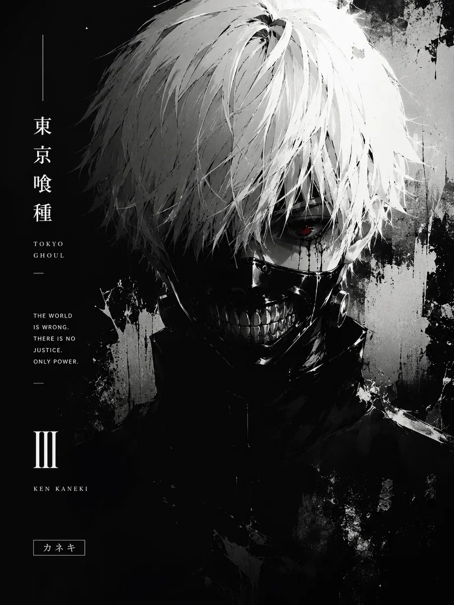 Ken Kaneki Tokyo Ghoul Poster – Dark Anime Wall Art | Tokyo Ghoul Decor on a wall, Paper Poster, 12×18