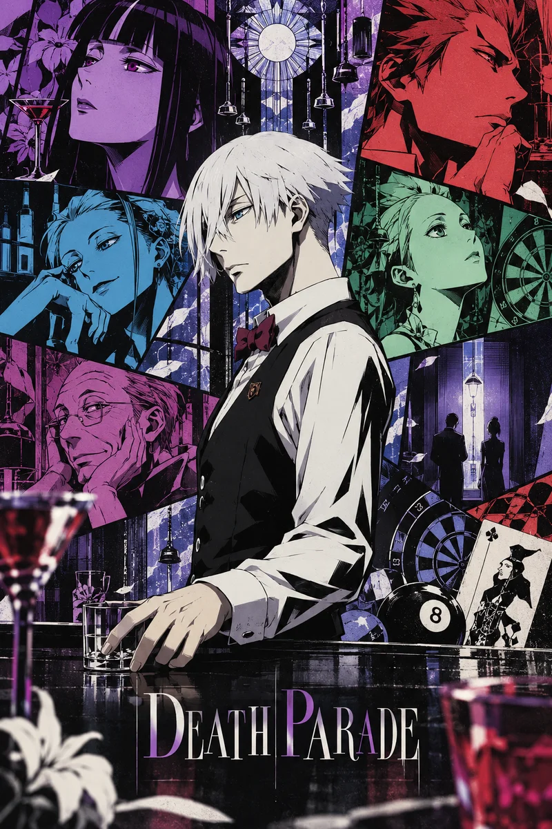 Death Parade Anime Poster on a wall, Paper Poster, 12×18
