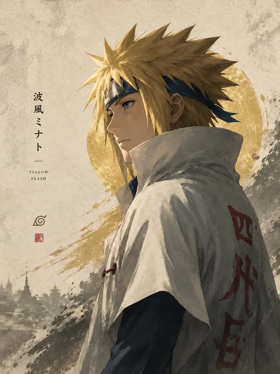 Minato Namikaze Naruto Poster on a wall, Paper Poster, 12×18