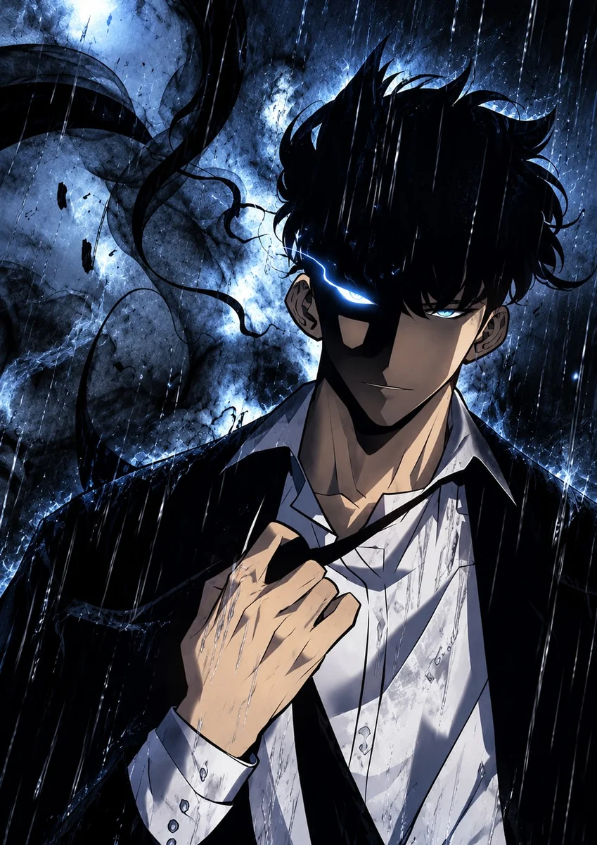 Sung Jinwoo Shadow Awakening Poster – Solo Leveling Anime Wall Art | Shinra as framed