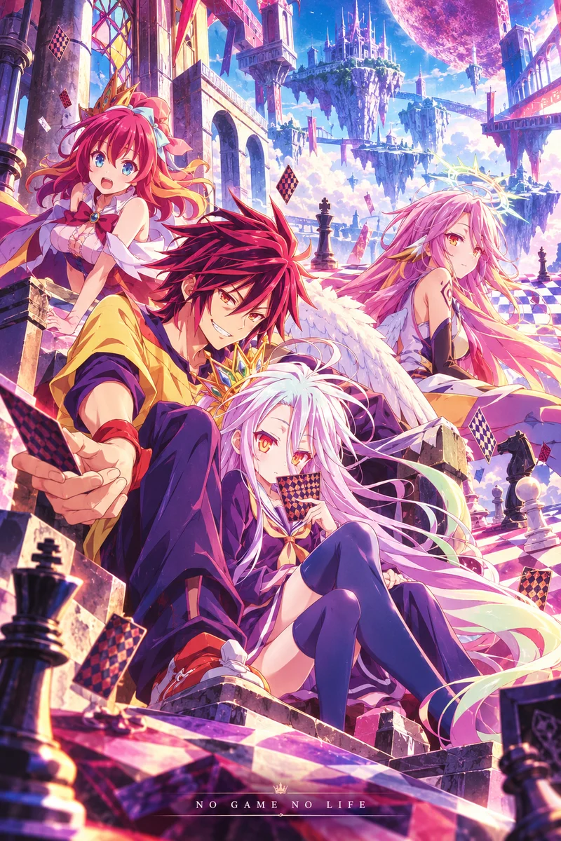 No Game No Life — Disboard Anime Poster on a wall, Paper Poster, 12×18