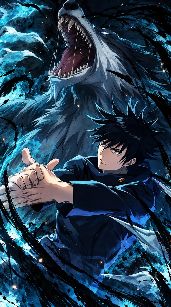 Megumi Fushiguro Jujutsu Kaisen Anime Poster on a wall, Paper Poster, 12×18