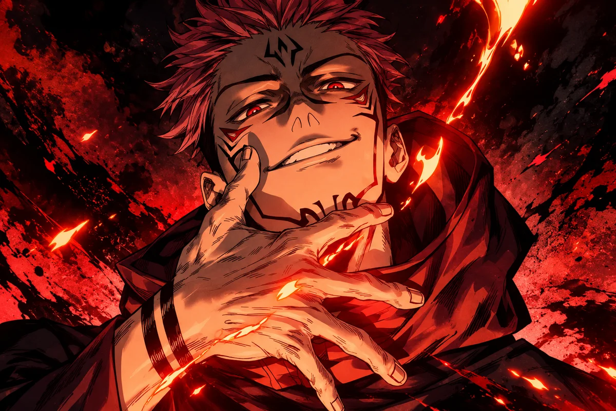 Ryomen Sukuna Jujutsu Kaisen Anime Poster on a wall, Paper Poster, 18×12