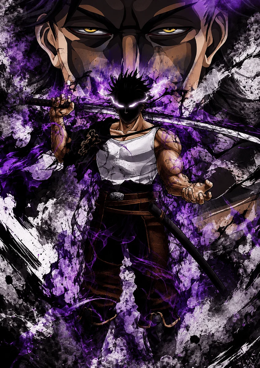 Yami Sukehiro Black Clover Anime Poster | Shinra on a wall, Paper Poster, 12×18