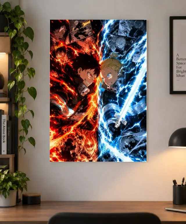 Shinra vs Arthur Fire Force Poster – Anime Rivalry Manga Art
