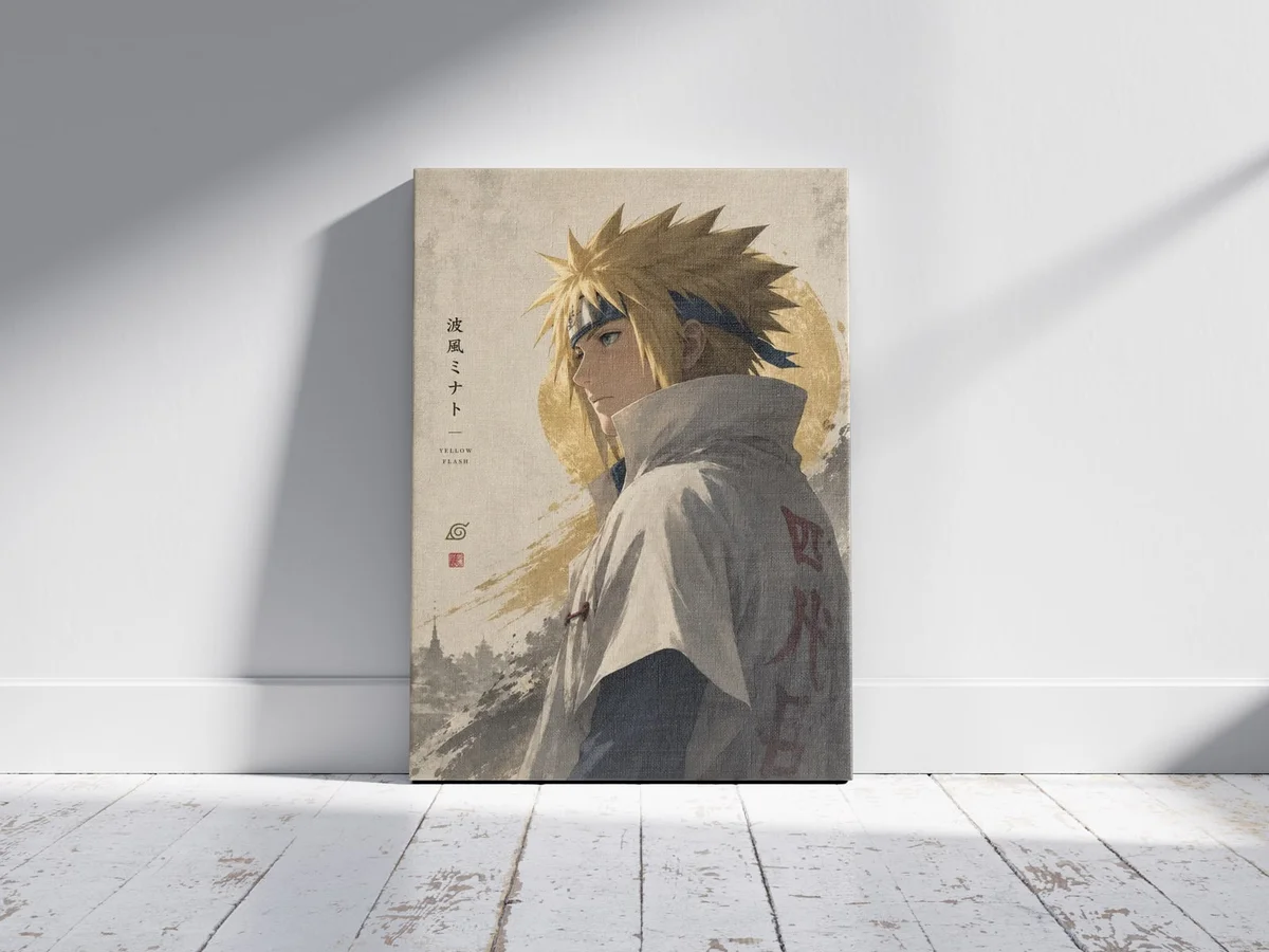 Minato Namikaze Naruto Poster as a canvas print, shown on a wall